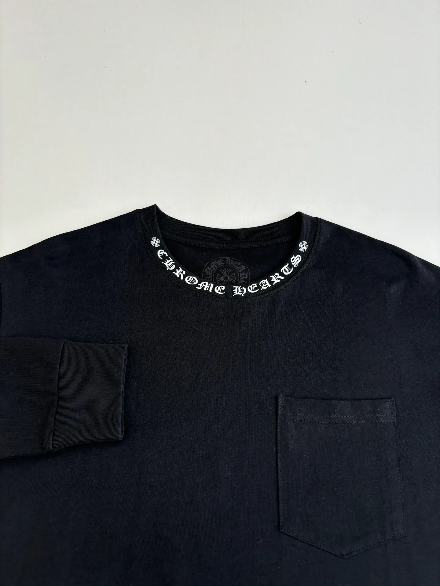 P290 Chrome Heart*/Chrome Heart Sanskrit collar letter printed long-sleeved T-shirt Size: S/M/L